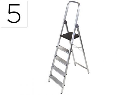 Escada q-connect de aluminio com 5 degraus peso maximo suportavel 150 kg 483 x 1675 x 1062 mm , Q-connect , 31968 , 8421446030505